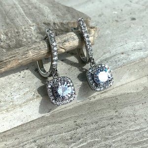 NEW~ Anthropologie SHASHI Diamond Huggie drop Earrings
